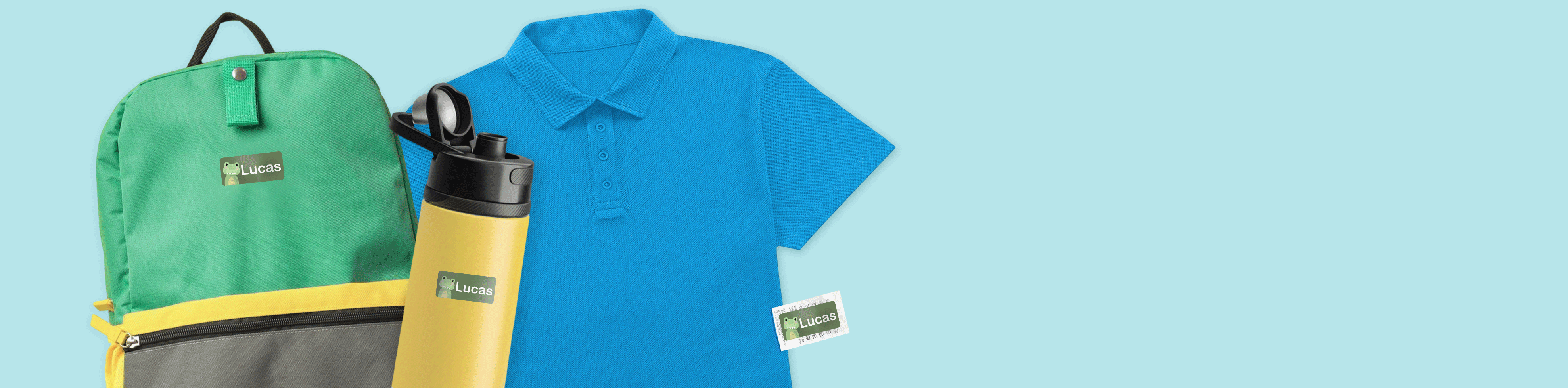 Etiquetas adesivas personalizadas em roupa, garrafa e mochila
