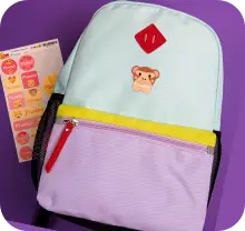 conjunto de adesivos e mochila