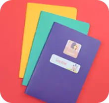 cadernos com etiqueta personalizada